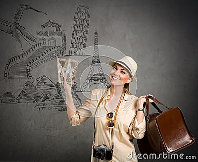 Tourist travel around the world Stock Photo