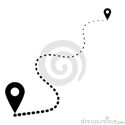 Tourist travel route icon, route map path journey by car Vector Illustration