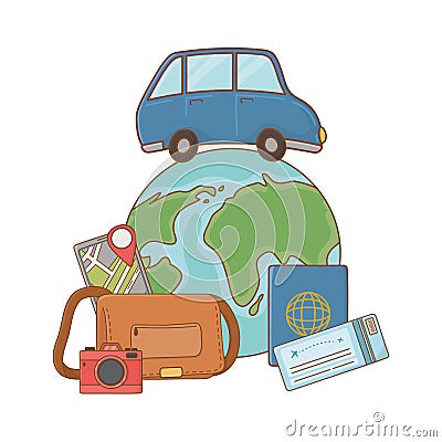 Tourist trip summer travel Vector Illustration