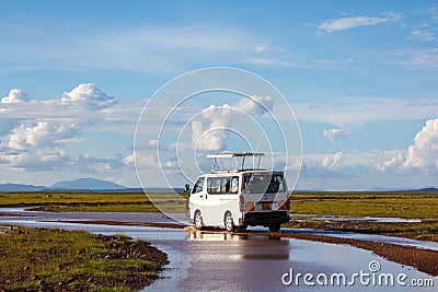 Tourist vehicle at Amboseli Editorial Stock Photo