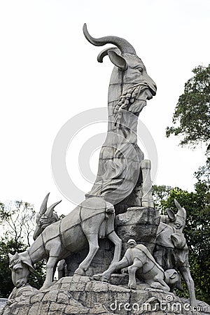 Tourist visit wuyang stonework in yuexiu park Editorial Stock Photo