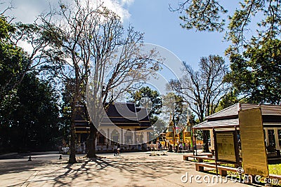 Tourist visited the golden pagodas at Wat Phra That Doi Tung, one of which is believed to contain the left collarbone of Lord Budd Editorial Stock Photo