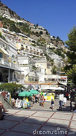 Tourist visiting a shopping area from Positano Stock Photo