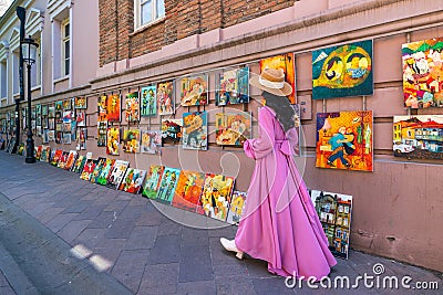 Tourist walking at old town in Tbilisi, Georgia. Editorial Stock Photo