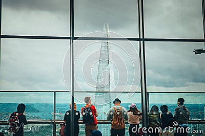 Tourist watching the Shard Tower. View from Sky Garden in London.. Editorial Stock Photo