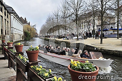 Canal Boat Tour Editorial Stock Photo