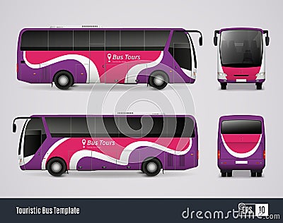 Touristic Bus Template In Realistic Style Vector Illustration