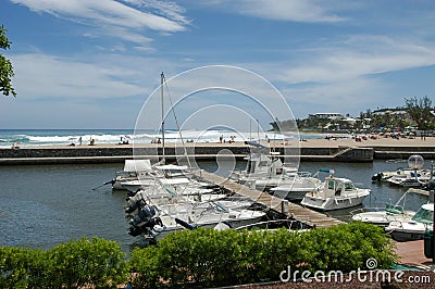 The touristic port of Saint Gilles on La Reunion island, France Editorial Stock Photo