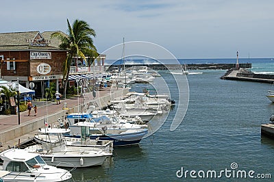 The touristic port of Saint Gilles on La Reunion island, France Editorial Stock Photo