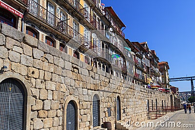 Touristic spot by the old riverside streets, Porto, Portugal Editorial Stock Photo