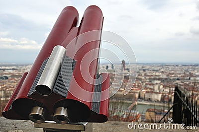 Touristic Telescope in Lyon, France Stock Photo