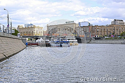 Touristic waterbus stop in Moscow Editorial Stock Photo