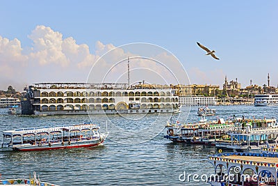 Touristik boats on Nile Stock Photo