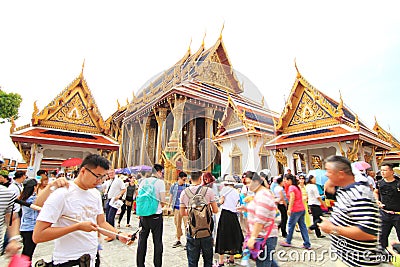 Touristm in WatPraKaew public landmark Thai Temple Editorial Stock Photo