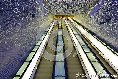 Tourists admiring the Cavour Station subway station Stock Photo