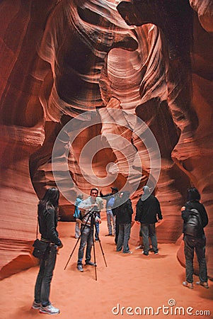 Tourists in Antelope Canyon Editorial Stock Photo