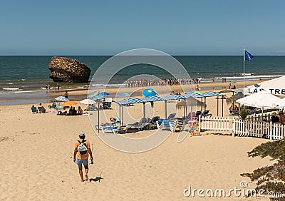 Tourists on the beach of Matalascanas, Andalusia, Spain Editorial Stock Photo