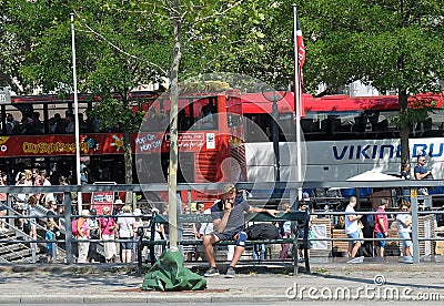 Tourists boat cruising in Canal Tours Copenhagen Denmark Editorial Stock Photo