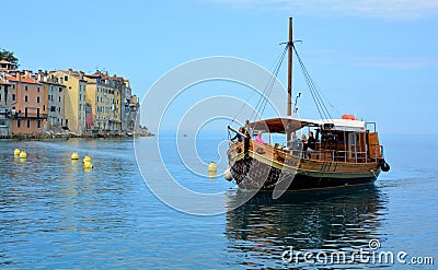 Tourists boat in Rovinj, Croatia Editorial Stock Photo