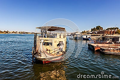 Tourists on the boat sailing on the river Nile in Luxor, Egypt Editorial Stock Photo