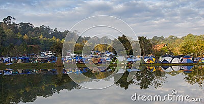 Tourists camping in Khaoyai National Park Editorial Stock Photo