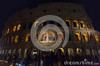 Tourists at the Colosseum at night Editorial Stock Photo