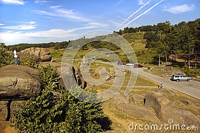 Tourists at Devil's Den Gettysburg Battlefield Pennsylvania Stock Photo