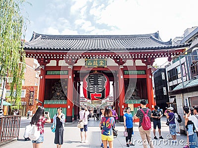 Tourists enjoy taking photograph at Asakusa temple Editorial Stock Photo