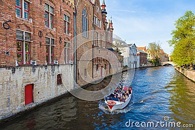 Tourists enjoy their river around city tour on small tour boat o Editorial Stock Photo