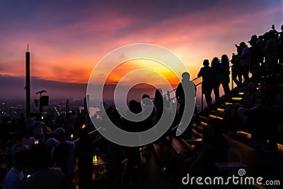 Sunset on King Power Mahanakhon building Editorial Stock Photo