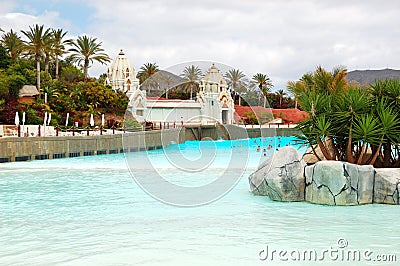 The tourists enjoying artificial wave water attractions in Siam waterpark Editorial Stock Photo