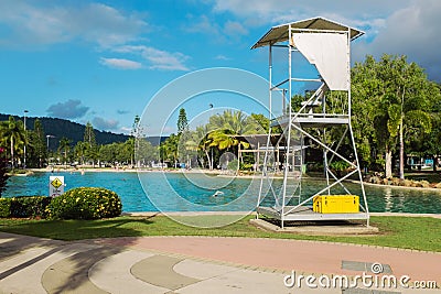 Tourists enjoying the public outdoor swimming pool Editorial Stock Photo