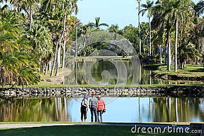 Tourists enjoying the view at Fairchild Tropical Gardens Editorial Stock Photo