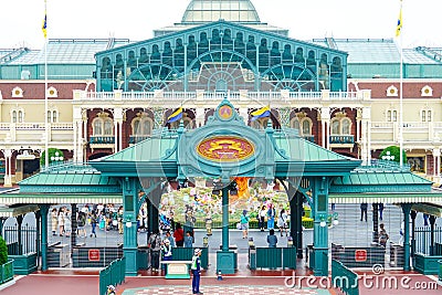 Tourists entering Tokyo Disneyland in Urayasu, Chiba, Japan Editorial Stock Photo