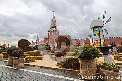 Tourists at the festival `Golden autumn` in Moscow on Red square Editorial Stock Photo