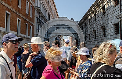 Tourists in front of Bridge of Sighs Editorial Stock Photo