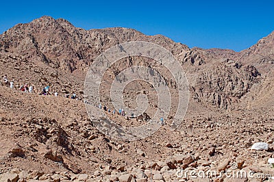 Tourists going to the desert trip in mountains near Blue Hole in Dahab, Egypt Editorial Stock Photo