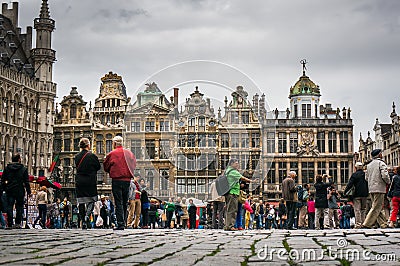 Tourists in Grand Place, Brussels Editorial Stock Photo