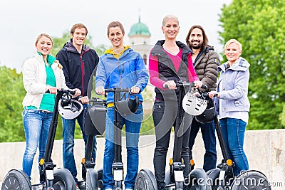 Tourists having Segway sightseeing Stock Photo