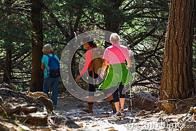 Tourists hike in Samaria Gorge in central Crete, Greece Editorial Stock Photo