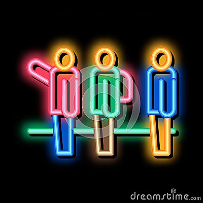 tourists hiking neon glow icon illustration Vector Illustration