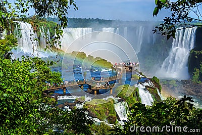 Tourists at Iguazu Falls, Foz do Iguacu, Brazil Editorial Stock Photo