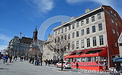 Tourists on Jacques Cartier place.Place Jacques-Cartier Editorial Stock Photo