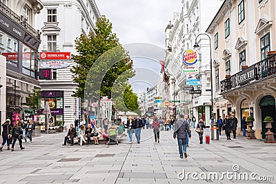 Tourists on Karntner strasse, Vienna Editorial Stock Photo