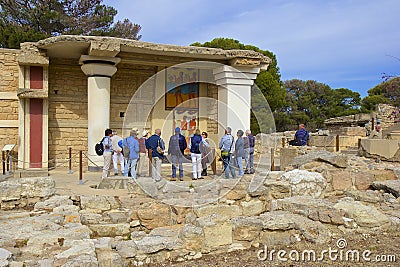 Tourists in Knossos palace, Crete Editorial Stock Photo