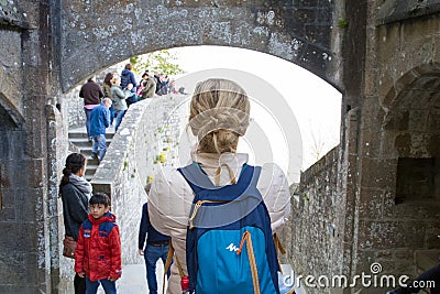 Tourists at Le Mont-Saint-Michel Editorial Stock Photo