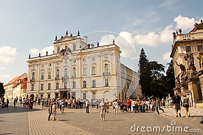 Tourists at Lobkowicz Palace in Prague Castle Editorial Stock Photo