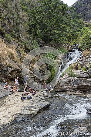 Ravana Falls in Ella, Sri Lanka Editorial Stock Photo