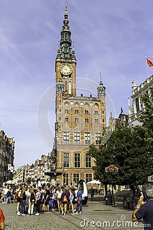 Tourists on the Long Lane of the old town in Gdansk Editorial Stock Photo