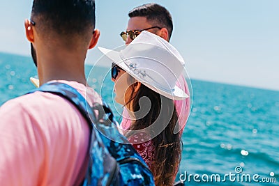 Tourists looking at a map and planning the places they are supposed to visit Stock Photo